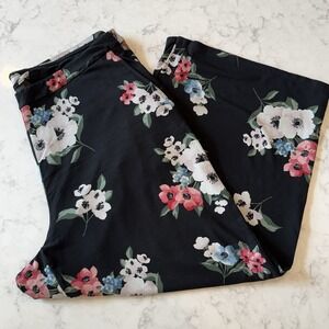 J.Jill Wearever Pants Full-Leg Cropped XL Black Floral